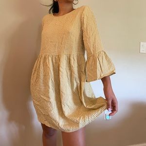 Yellow Gingham Flowy Summer Dress